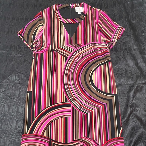 Julie Brown NYC Womens Dress 6 Mod Retro Short Sleeve Funky Geometric - Picture 1 of 11